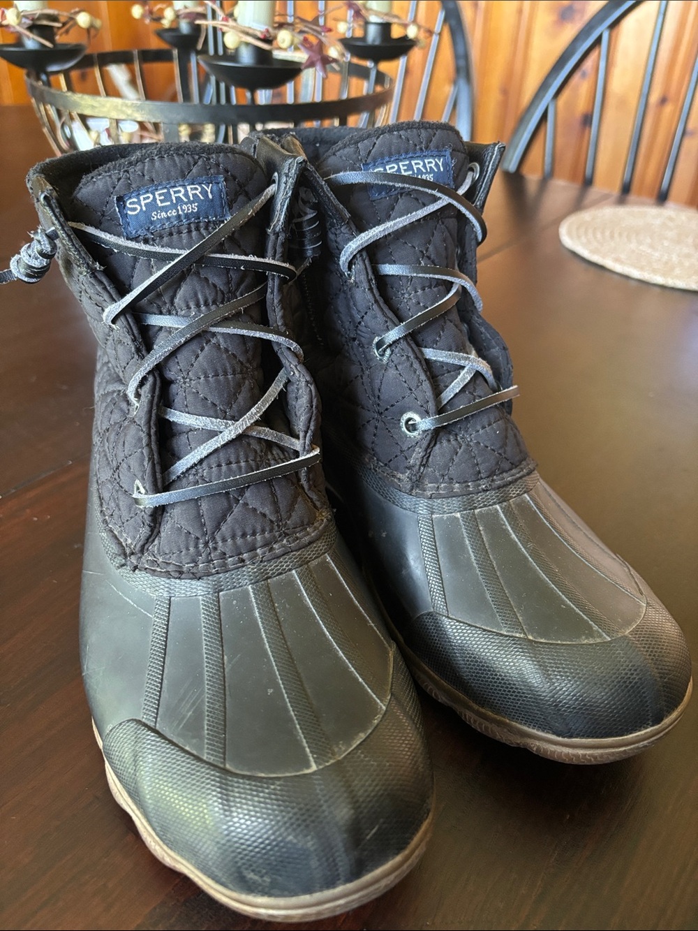 Sperry Black Quilted Winter Duck Boots